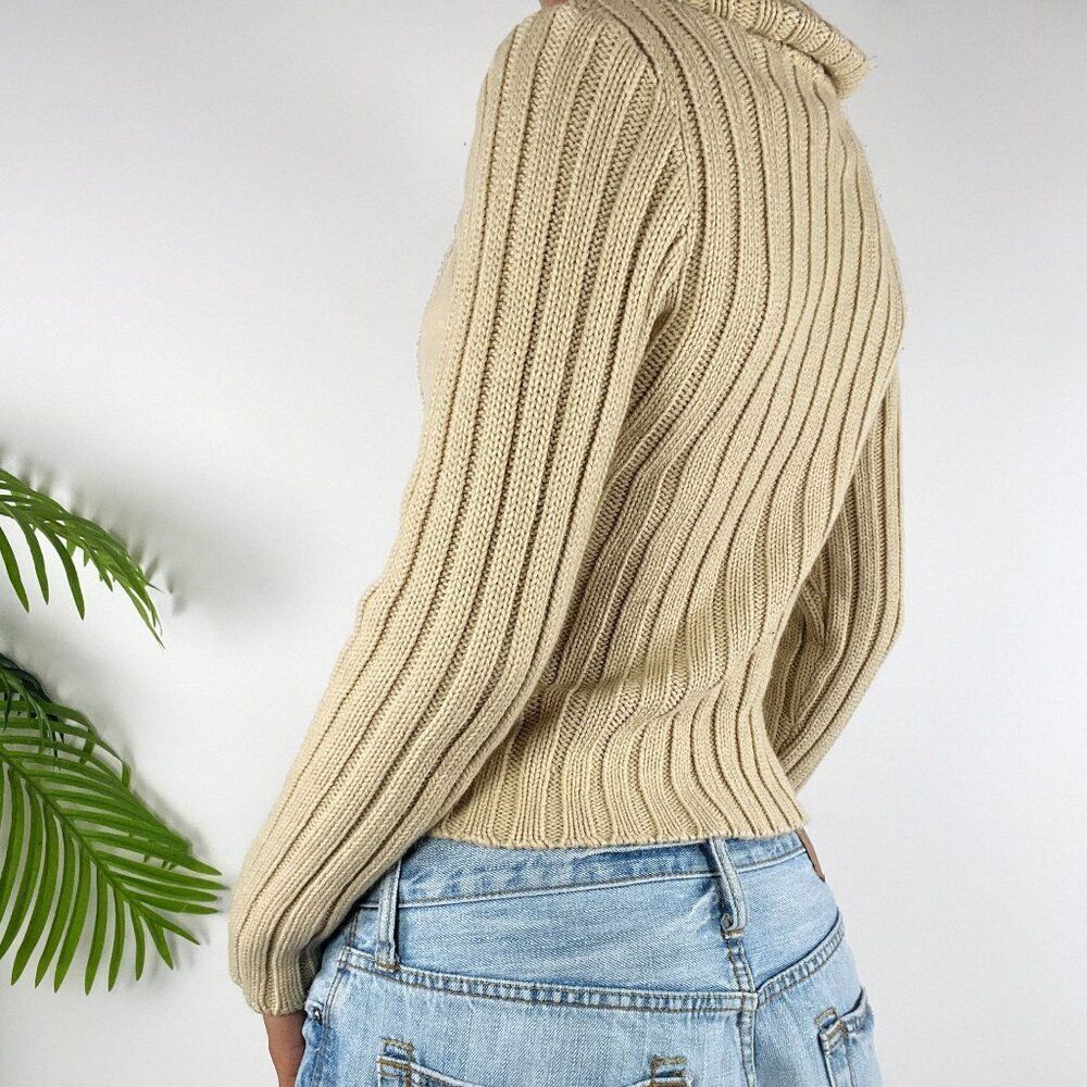 Women's Vintage Y2K Beige Boho Hippie Patchwork Knit Faux Suede Fitted Jacket /S - Picture 3 of 8